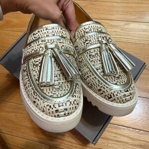 Franco Sarto Light Gold - Tan Loafers, Size 5